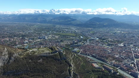 grenoble european scientific centre aerial view at the foot of the french alps