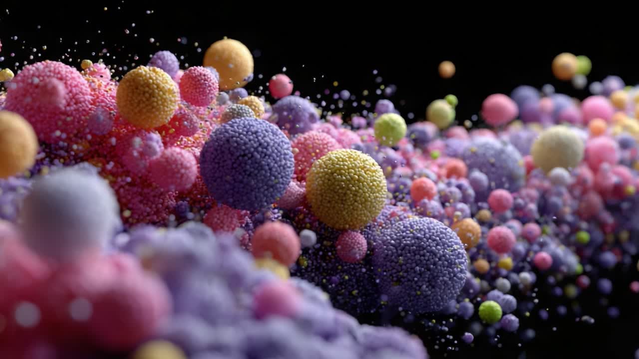 A Captivating Display of Colorful Particles in Motion: An Artistic Visualization of Dynamic Energy and Vibrant Spheres Interacting in a Visually Stunning Space
