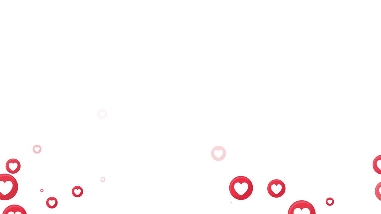 Animation like icons motion background. Social media Live style animated heart on white screen.