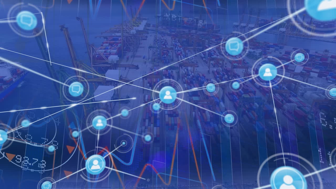 animación de redes de conexiones a través del astillero