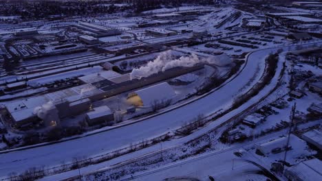 oil and gas industrial area during winter