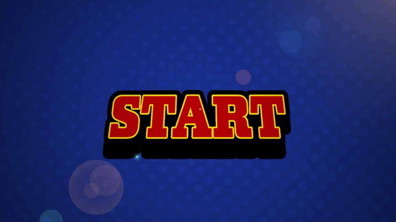 Animation vintage video game screen with word start written