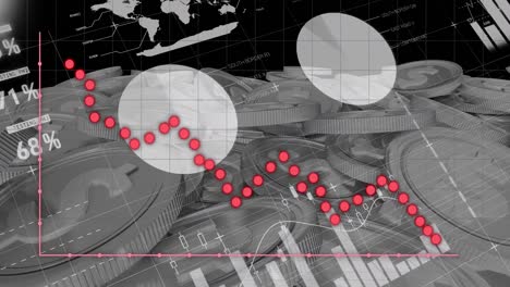 Animation-of-financial-data-processing-over-silver-coins