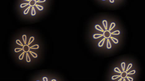 Yellow-summer-flowers-pattern-with-neon-light