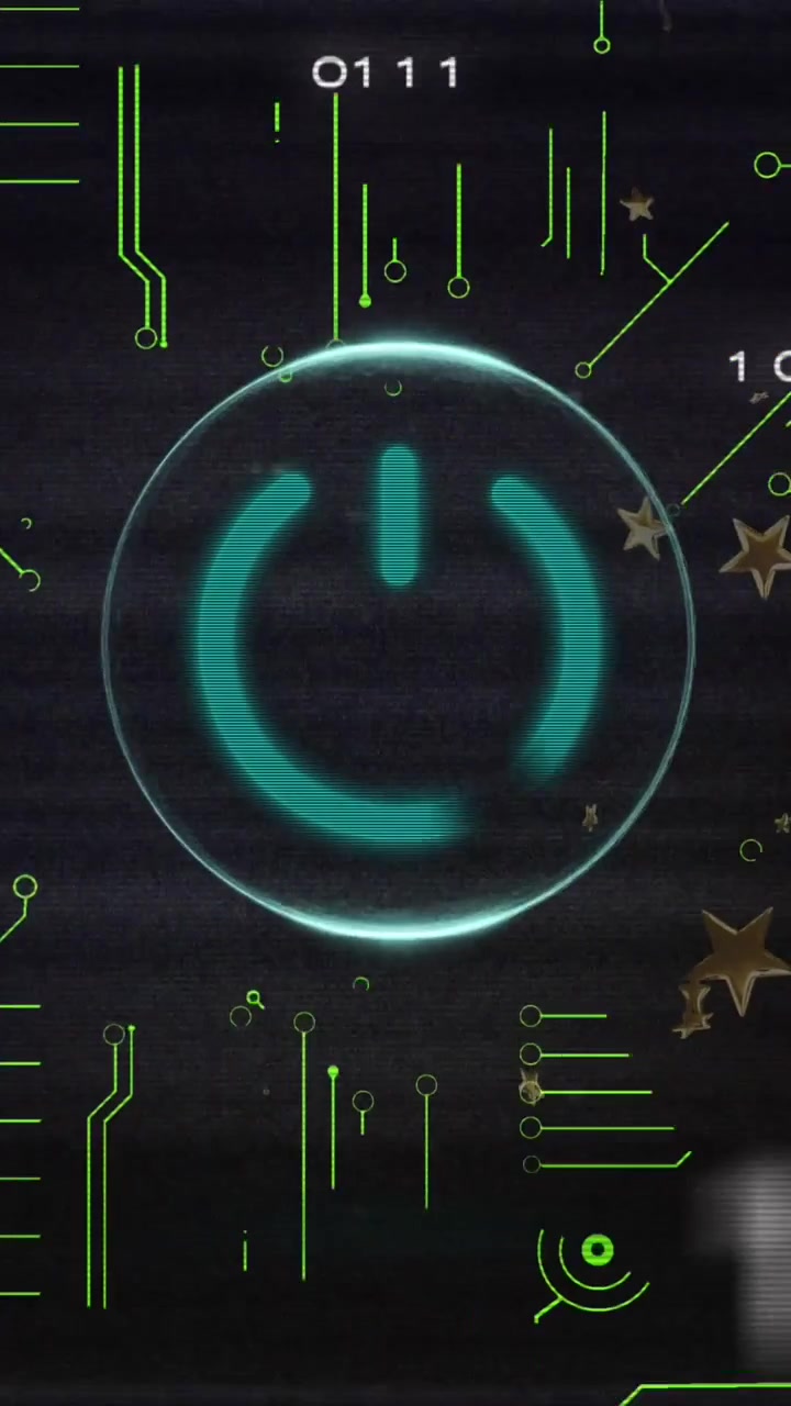 Animazione di pulsante play, scheda elettronica di computer e elaborazione dati