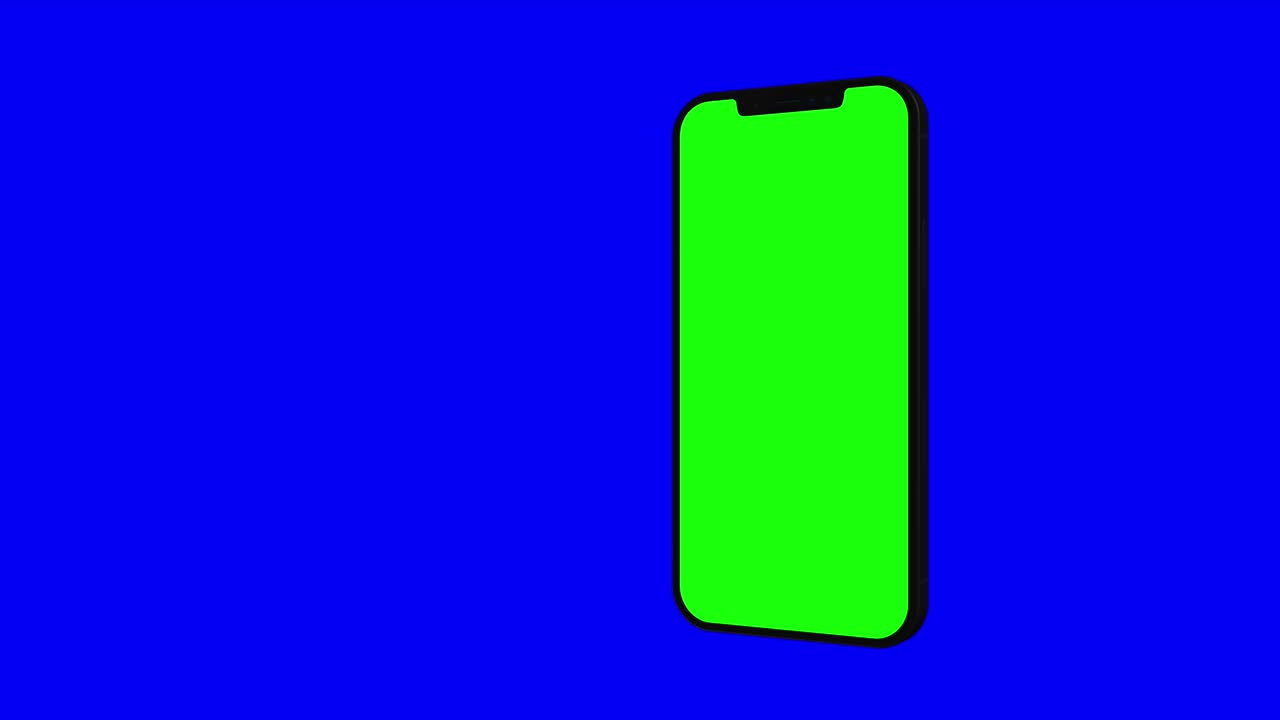 Green screen smartphone on blue background, perfect for video overlays