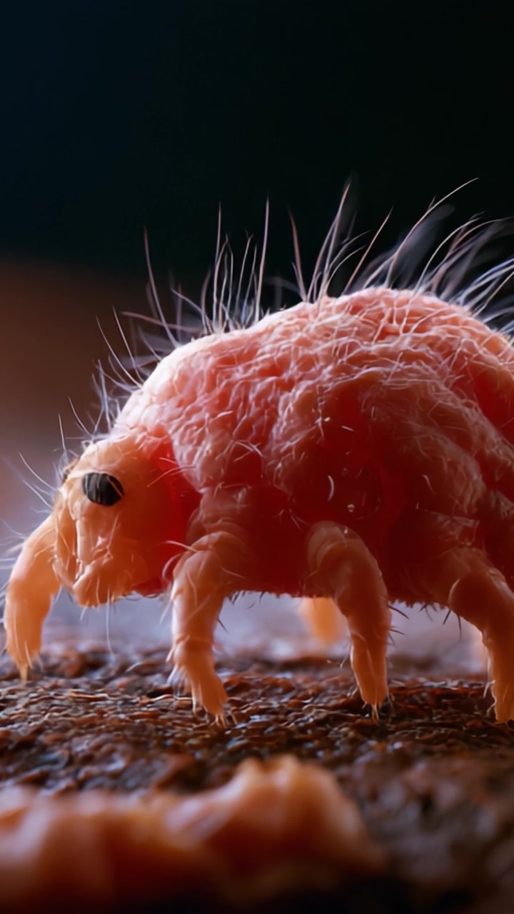 Esplorazione ravvicinata di un microrganismo: indagine sulle caratteristiche e strutture uniche di una piccola creatura pelosa nel suo habitat naturale.