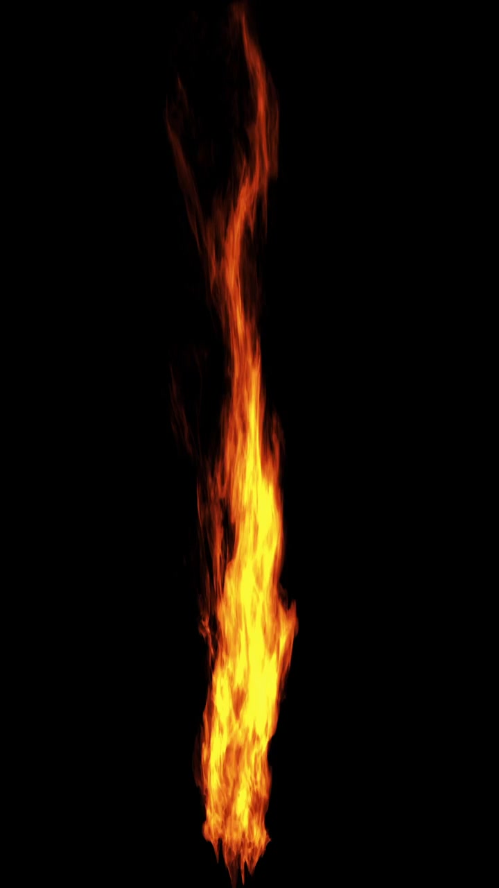 Vertical Flame Rising Against a Black Background