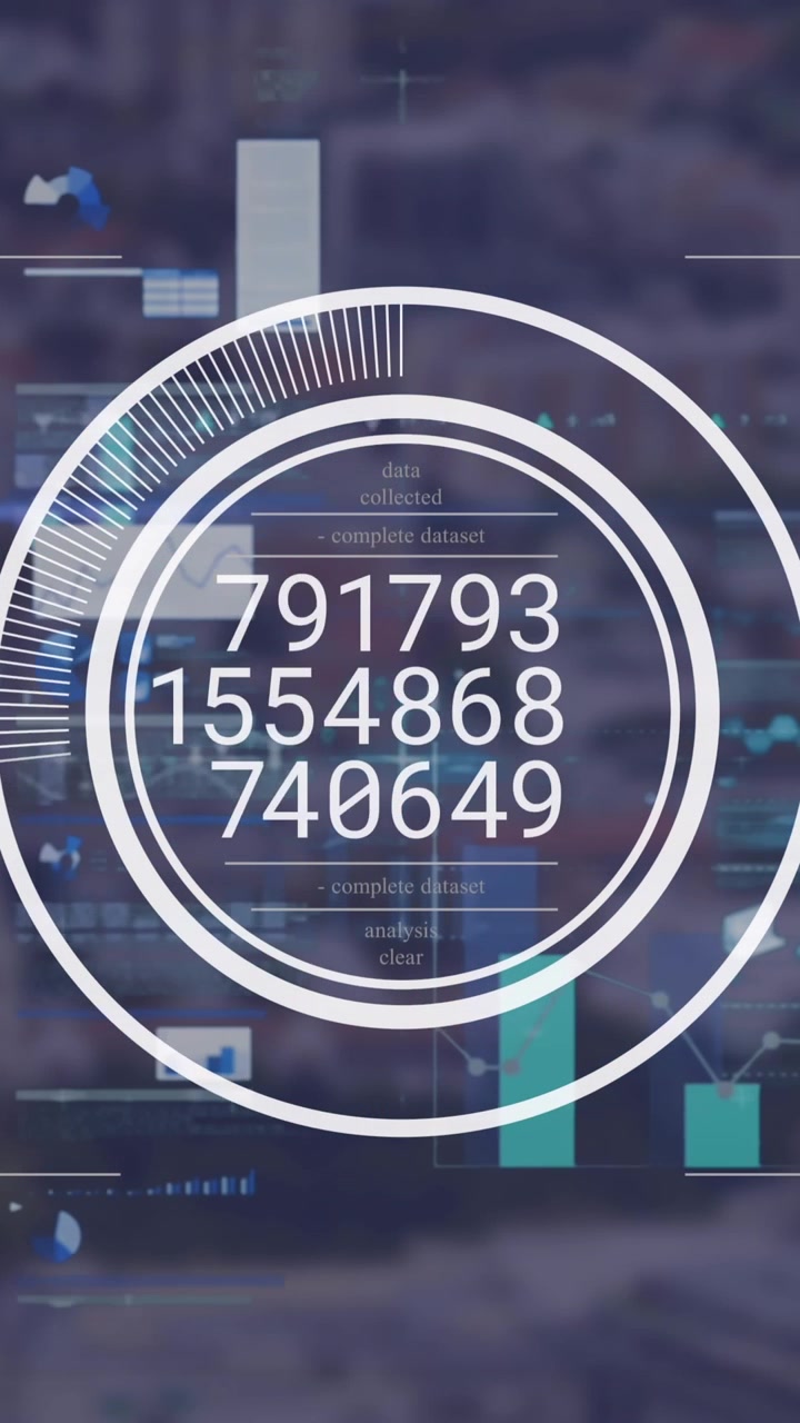 Animation of financial data processing over cityscape