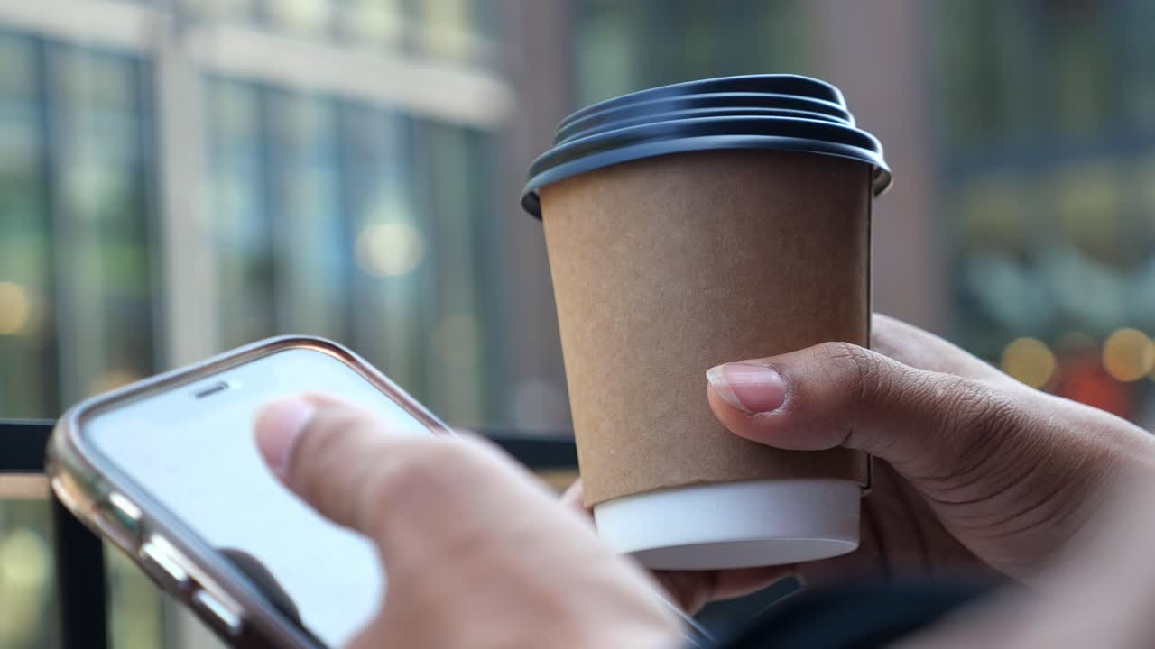 Coffee break and phone usage