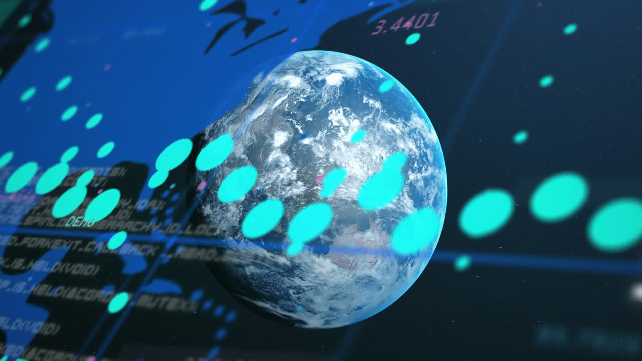 анимация обработки данных по всему миру