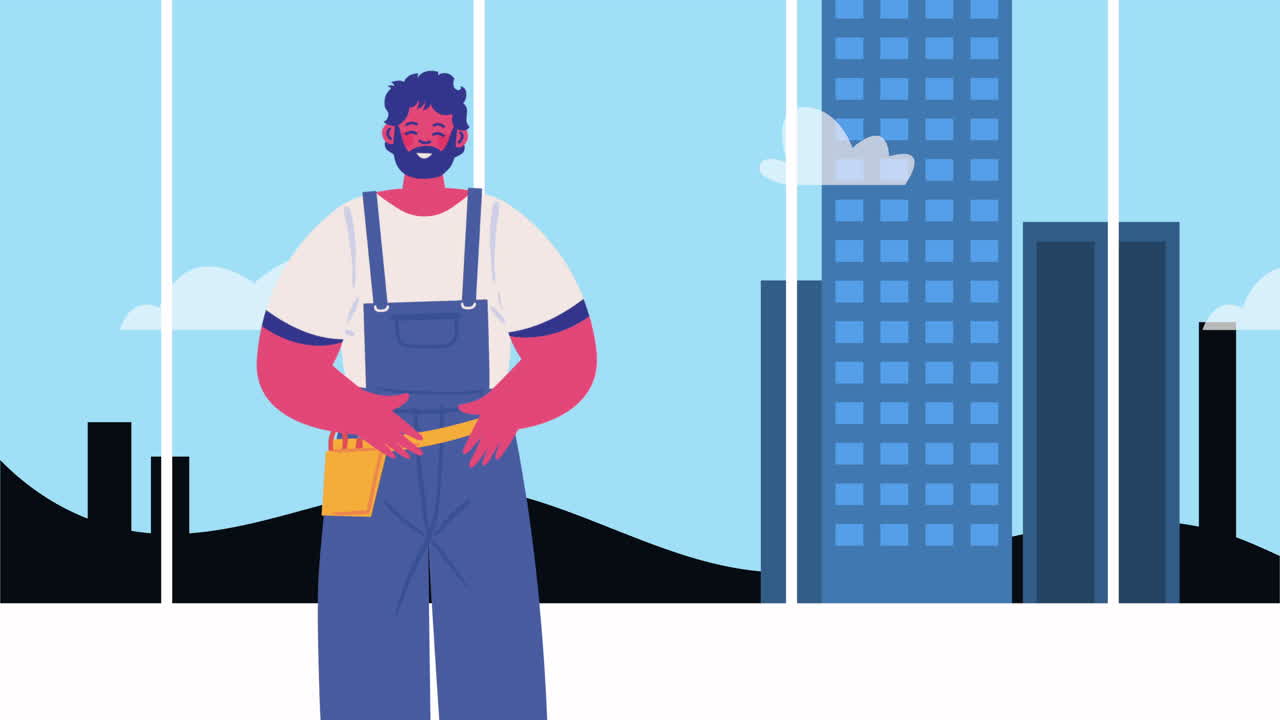 lavoratore meccanico animazione di personaggi professionali