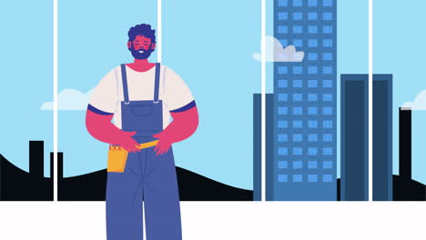 trabajador mecánico animación de personajes profesionales