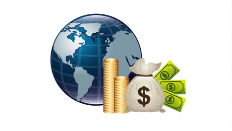 bolsa de dinero con el planeta del mundo