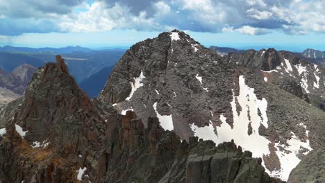 Sunlight-Peak-Spire-Windom-Peak-view-Mount-Eulos-North-Twin-Lakes-trail-Colorado-Chicago-Basin-morning-sunny-blue-sky-clouds-spring-summer-fourteener-July-Needle-San-Juan-Rocky-Mountains-slow-pan-left