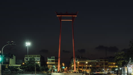 A-4K-time-lapse-of-the-Giant-Swing,-Bangkok,-Thailand-shot-at-sun-rise-at-29mm