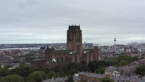 drone shot orbiting liverpool cathedral 02