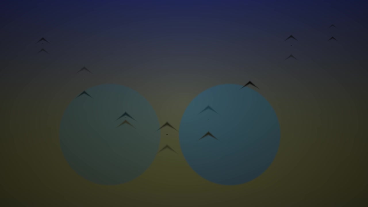 Abstrakt animation af bevægelige cirkler og chevronformer