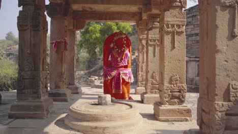 ancient hindu stone idol of hanuman at nareshwar or naresar group of temples in morena madhya pradesh india