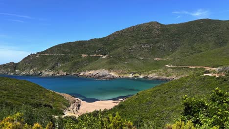 summer season at aliso beach in corsica island, france