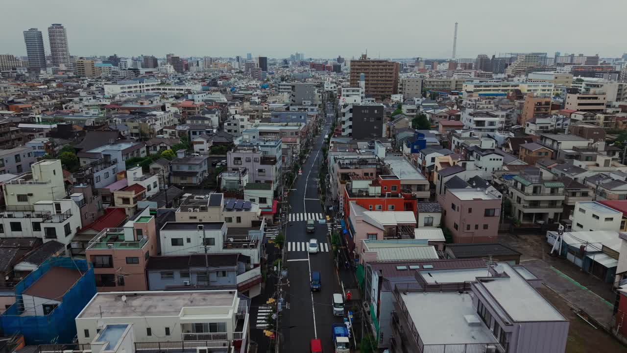 Aerial View of a Cityscape with Buildings and Roads