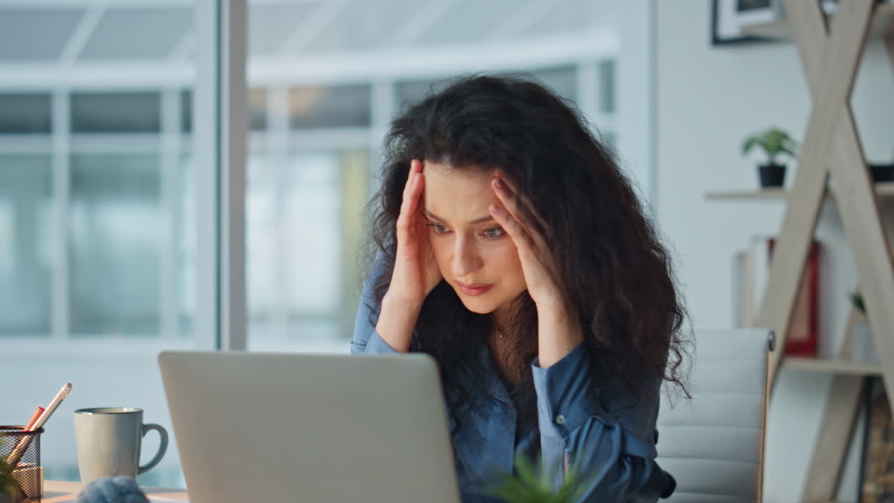Stressed manager looking mistake in finance report. Closeup late woman working