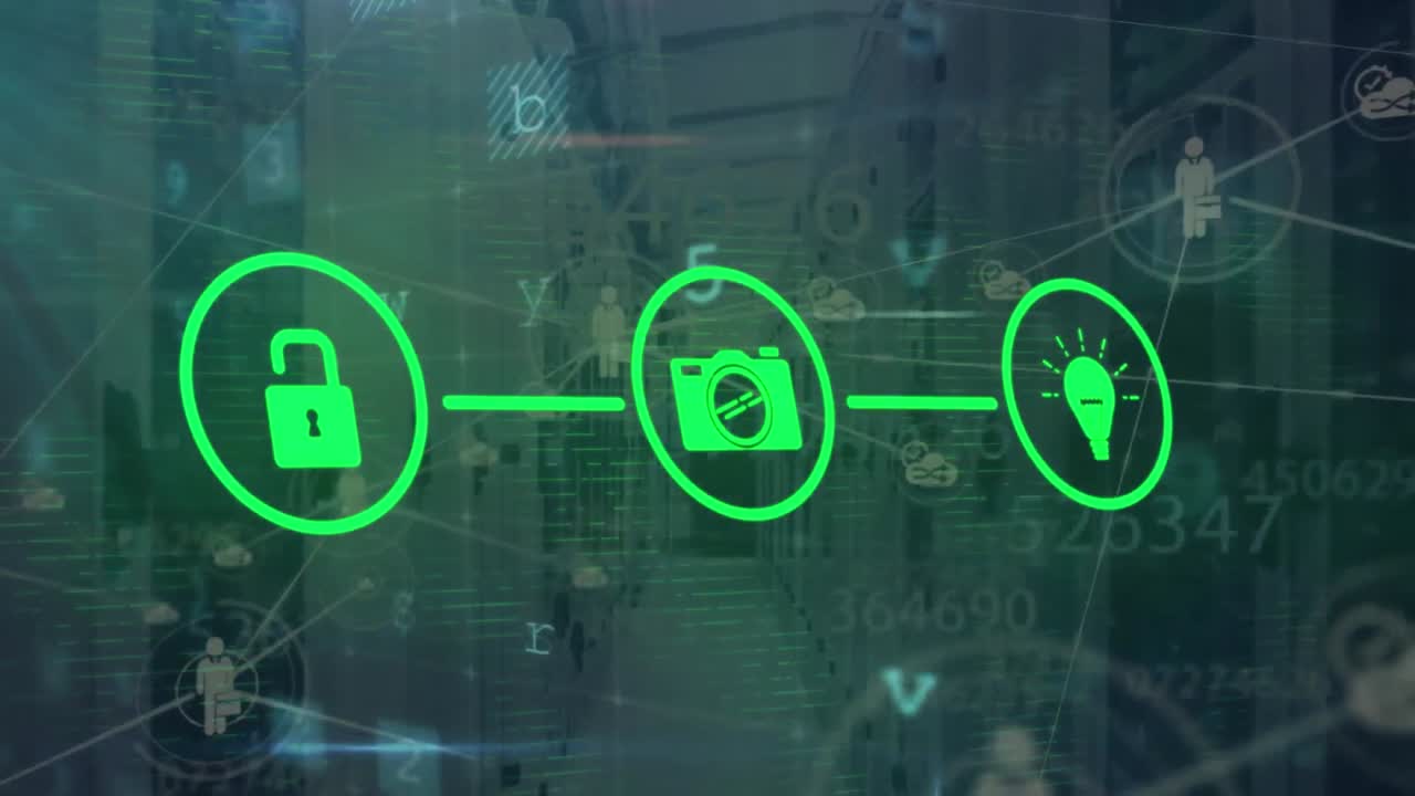 아이콘의 애니메이션 및 컴퓨터 서버를 통해 텍스트를 처리하는 데이터