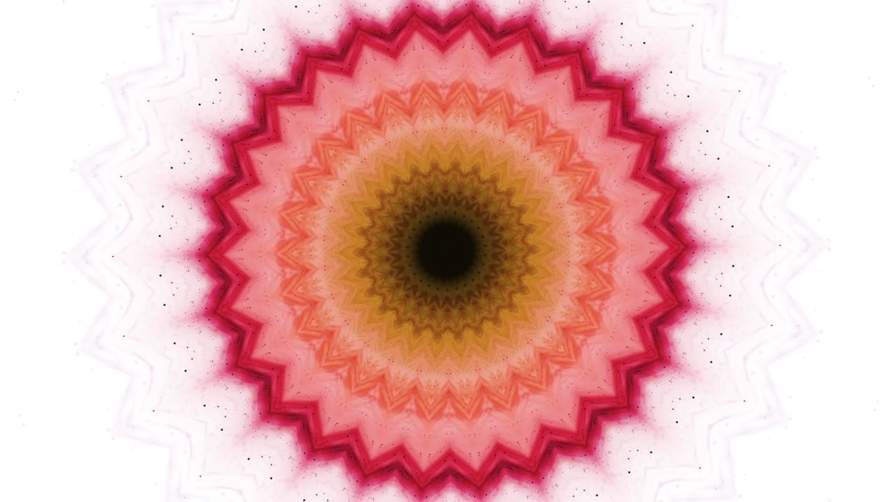 Effetto visivo caleidoscopico per uno sfondo da DJ. Sfondo musicale. Fiore astratto che cambia la sua forma geometrica in base alle onde sonore.