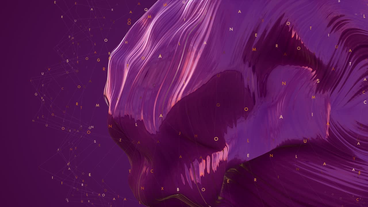 forma 3d abstracta moviéndose lentamente y transformándose con números