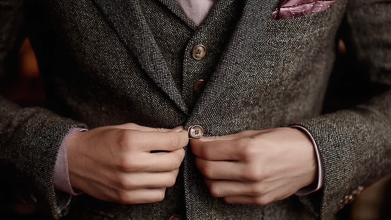 Elegantly Tailored Suit: A Close-Up on Stylish Attire Highlighting Sophisticated Details and Craftsmanship in Formal Men's Fashion