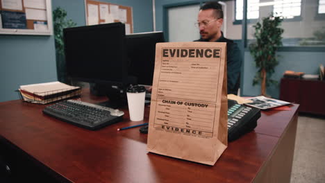 steve african american police officer working in desk job