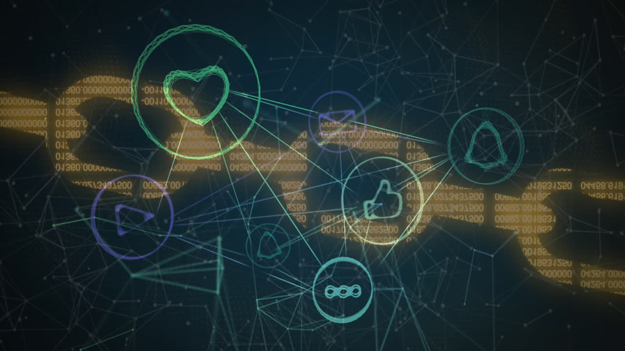 red de iconos digitales contra la cadena de seguridad en fondo azul