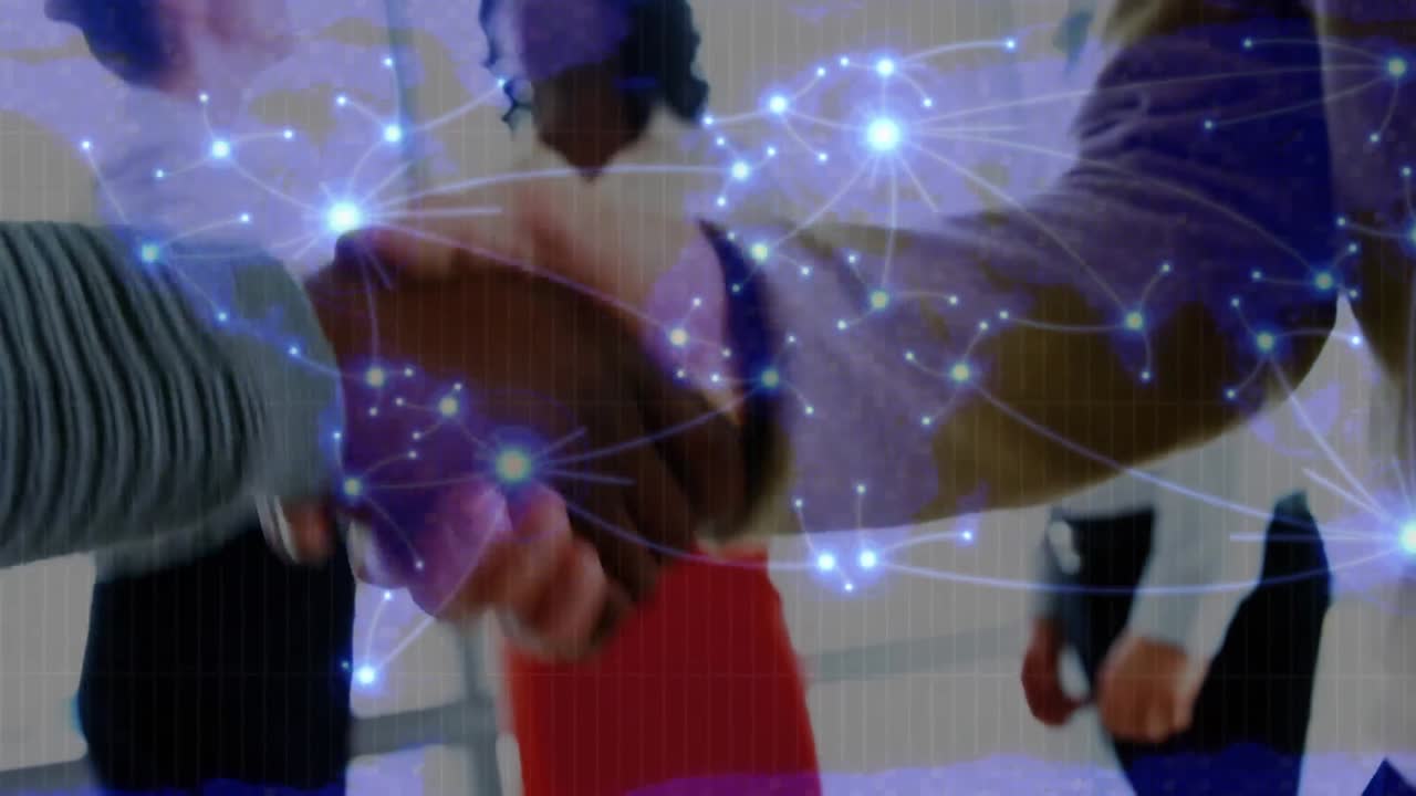 손을  ⁇ 는 사람들 사이의 연결 네트워크의 애니메이션