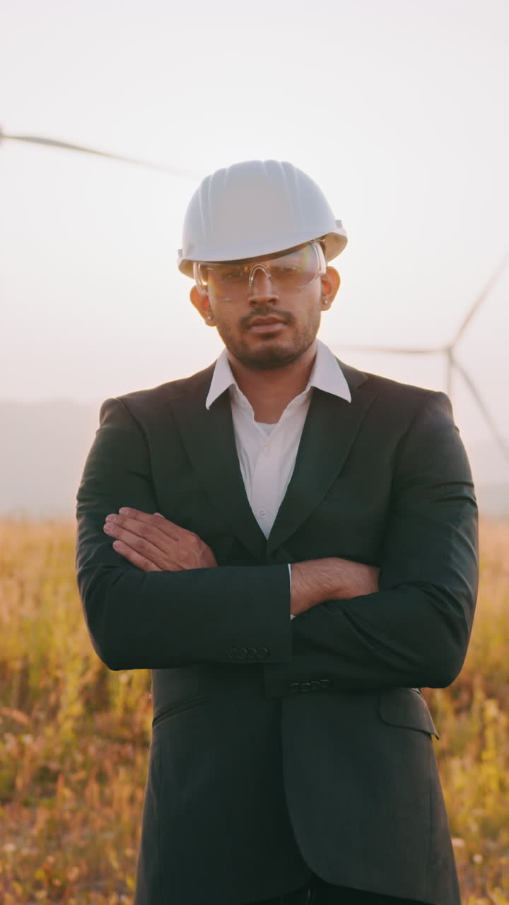 Engineer at wind turbine farm