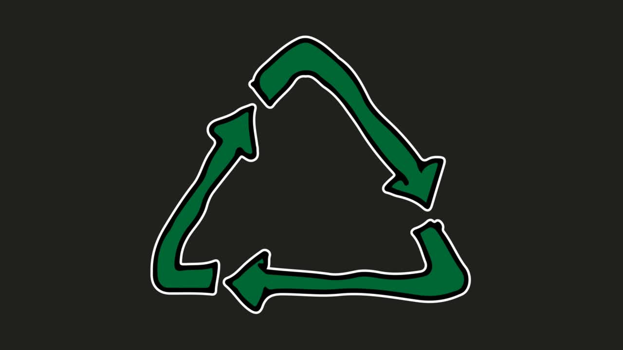 Kids drawing black Background with theme of recycling icon