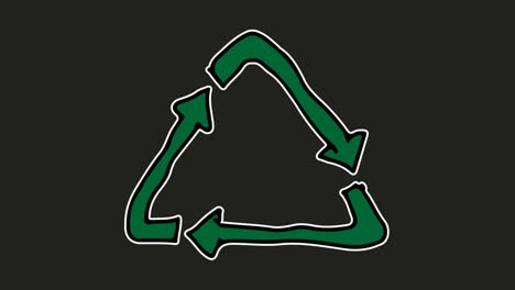 kids drawing black background with theme of recycling icon