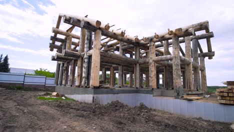 log cabin construction site