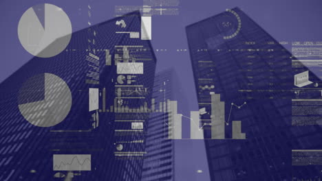 animación del procesamiento de datos sobre el paisaje urbano