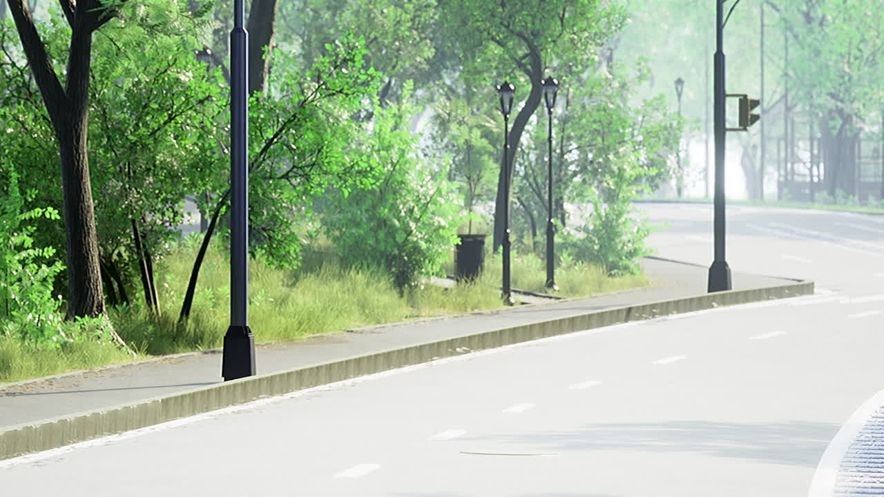 Quiet path through lush greenery invites peaceful strolls in the morning