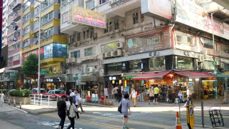 bustling urban street scene in hong kong