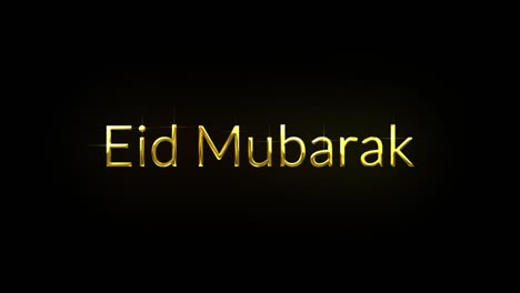 eid mubarak golden 3d testo di saluto con particelle ed effetti di luce