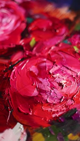 primer plano de una pintura al óleo con rosas