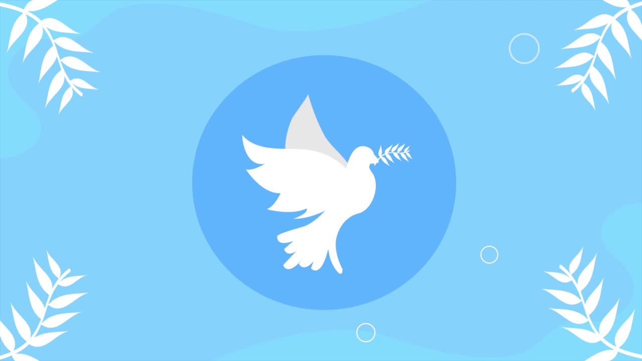 animación de silueta de paloma voladora de la paz