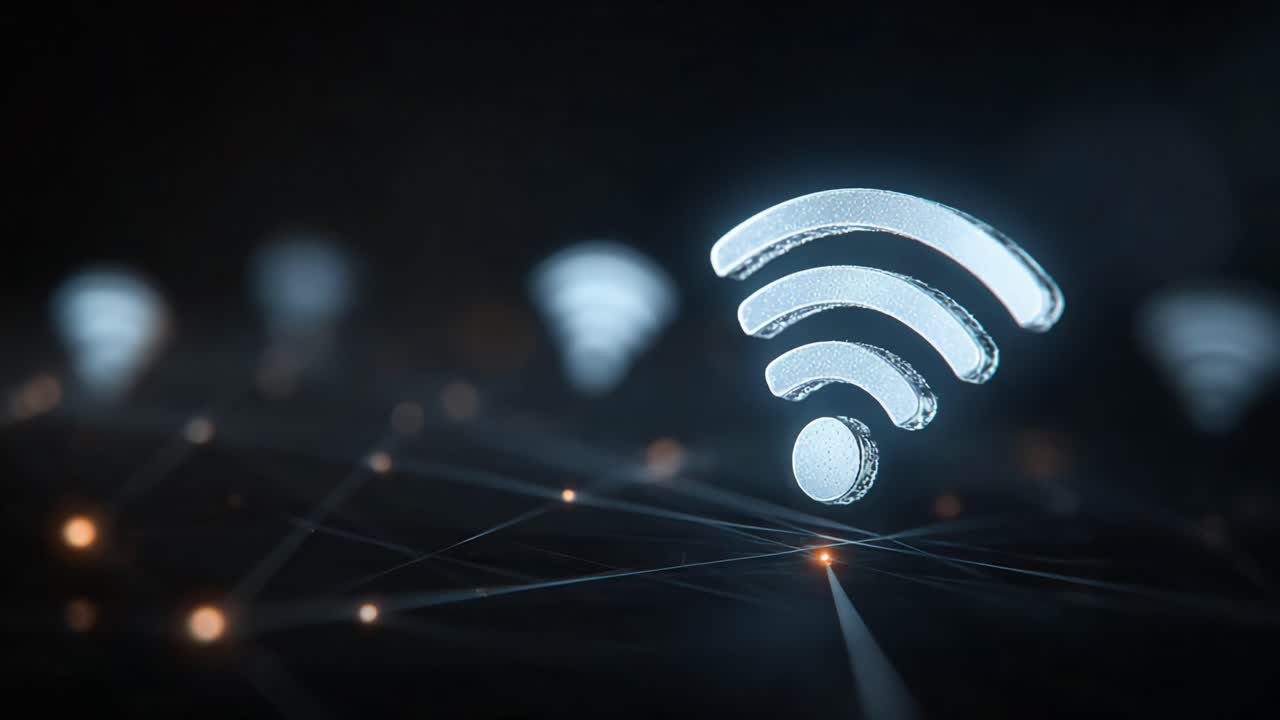 Captivating Visual of a Wi-Fi Signal Emphasizing Connectivity and Data Transmission in a Digital Landscape with a Futuristic Touch