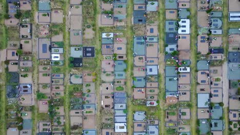 liepaja jewish cemetery in latvia. aerial top down view