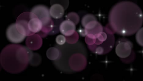 fly purple glitters and particles falling on shiny background