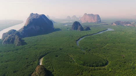 Aerial Ao Phang Nga National Park, Southern Thailand travel destination for James Bond island