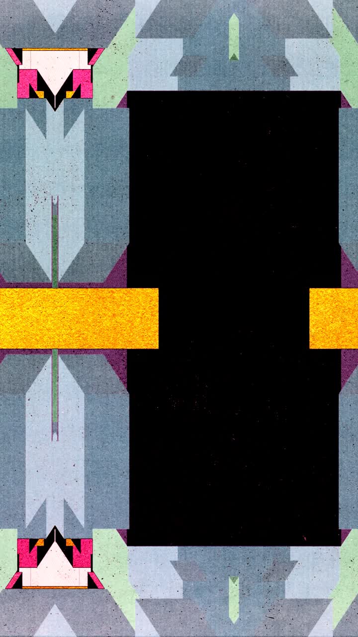 Dynamisk, abstrakt, geometrisk mønster med livlige farver og teksturer
