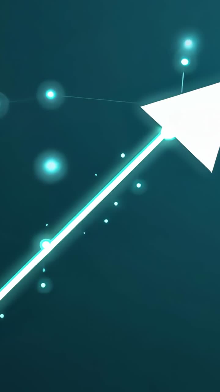 Vertical video: Sprouting turquoise line on UI panel, linking nodes and arrowhead, inspiring growth