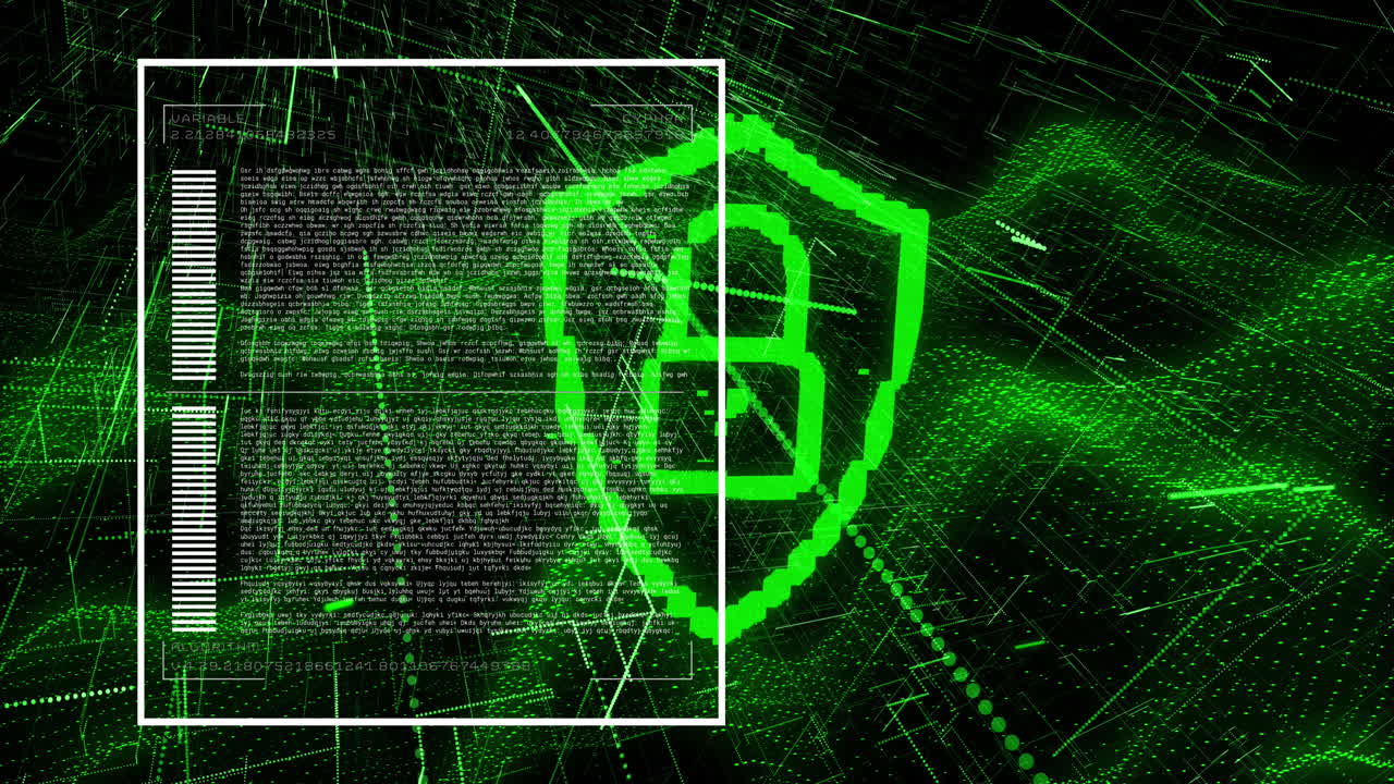 animación del candado de seguridad en línea, codificación binaria y procesamiento de datos